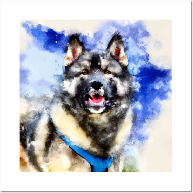 Norwegian Elkhound Watercolor - Dog Lover Gifts Wall Art by Edd Paint Something